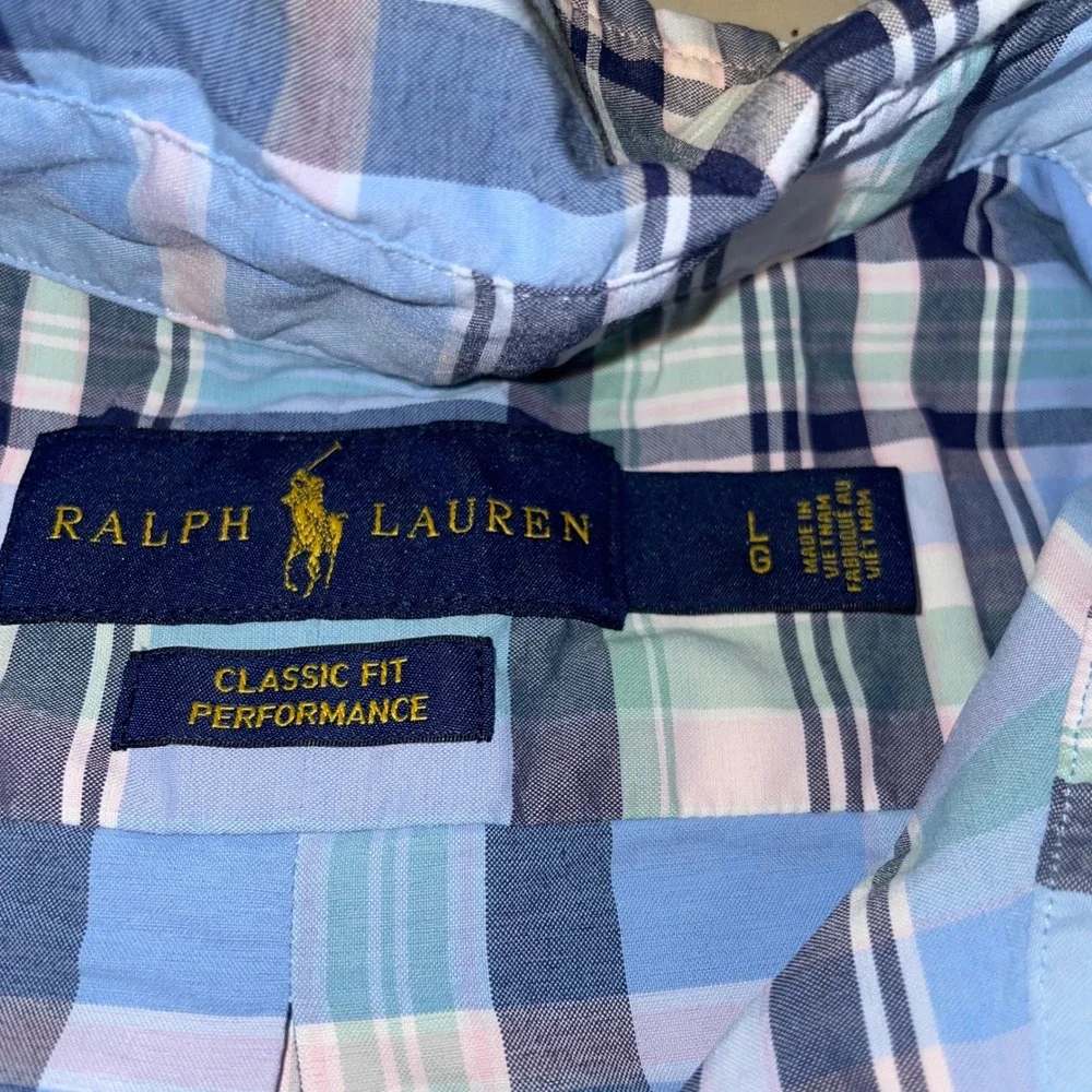 Polo Ralph Lauren Mens Large Classic Fit Performance Plaid Button Down Shirt